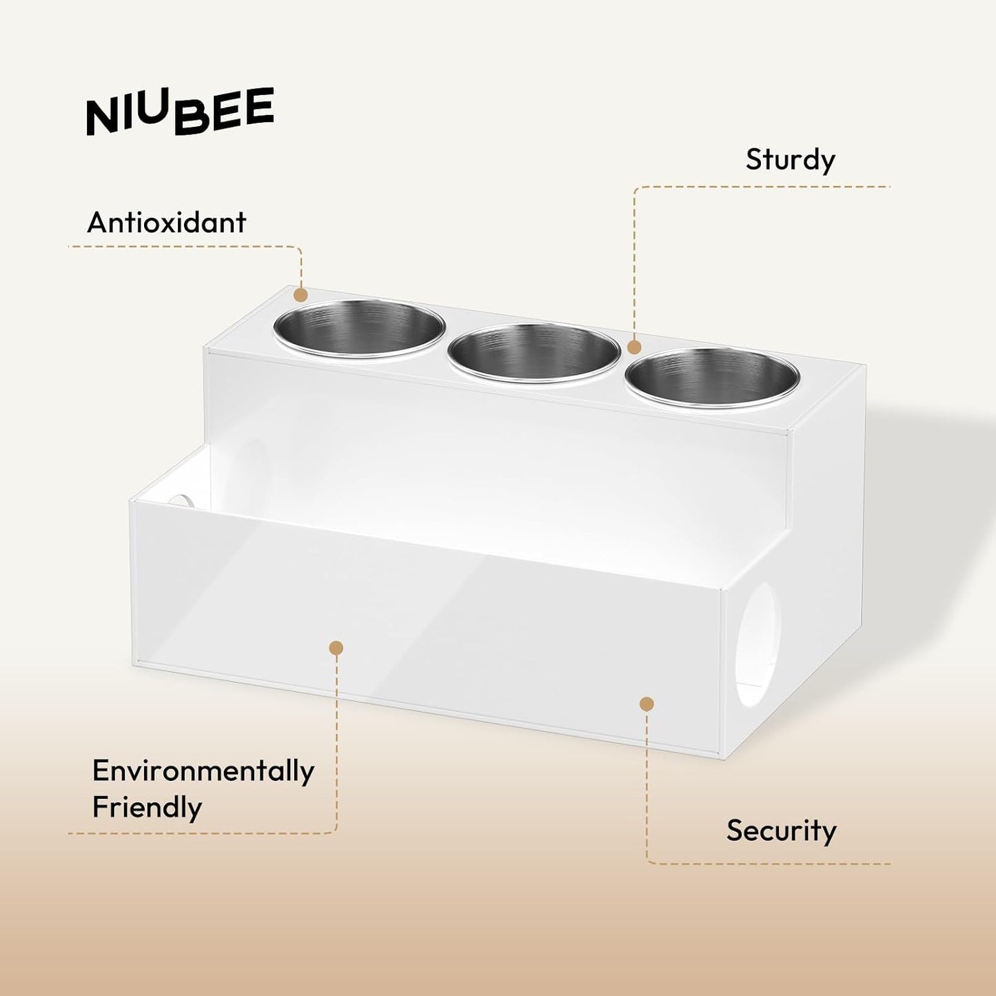 NIUBEE Acrylic Hair Tool Organizer,Hair Dryer Holder Countertop with 3 Cups | White, Hot Tools Organizer, Hair Blow