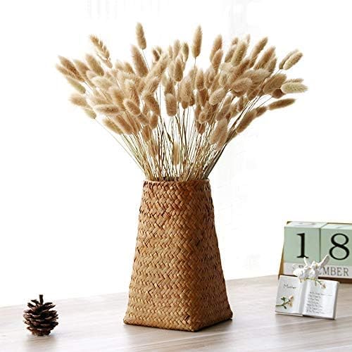 Seaweed Weave Basket Pastoral Rattan Vase Bamboo Weaving Room Flower Arranger / B / Natural
