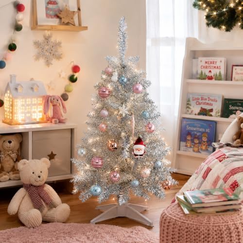 3FT Silver Artificial Small Christmas Tree Mini Tabletop Decor