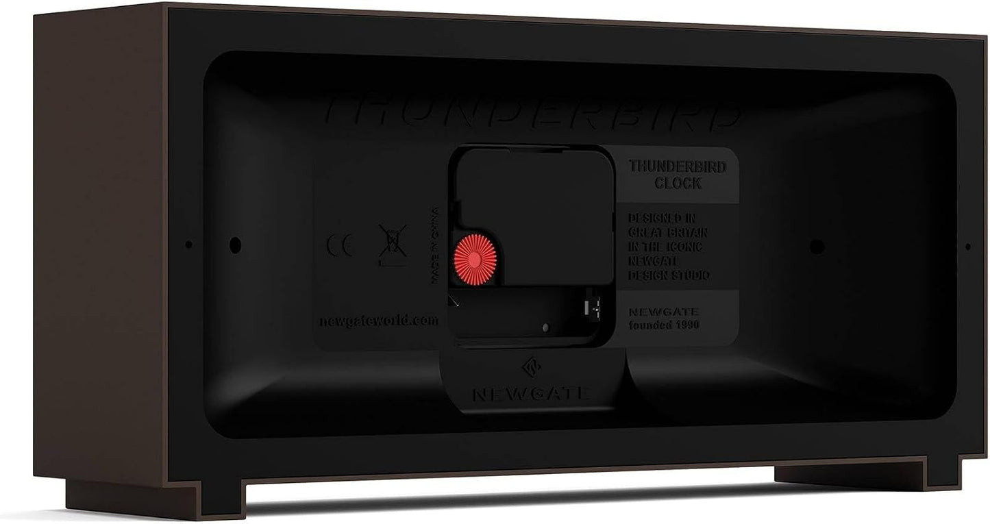 NEWGATE® Thunderbird Desk Clock | Retro Contemporary Rectangular Design | Mocha Brown | Modern mid-Century Style for