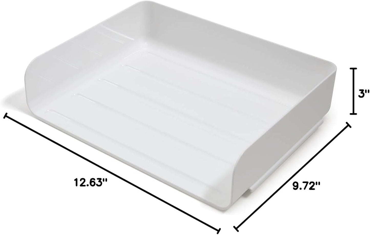 TRU RED Side-Load Stackable Letter Tray, Plastic, White, 12/Carton | High-volume desktop organizer for paper and