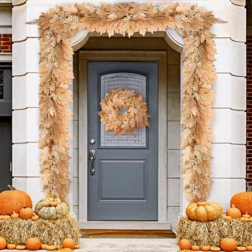 Fall Decorations for Home, 6Ft Artificial Berry Cypress Leaves Fall Garland
