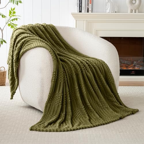 60x80 Inch Green Twin Blanket - Soft & Fluffy Fleece, Cute & Aesthetic, Perfect for Sofa, Couch, Chair, Bed, Living