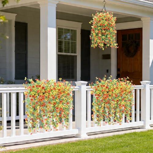 Hommyea Artificial Fake Fall Flowers Plants for Outdoors Mums Home Decor