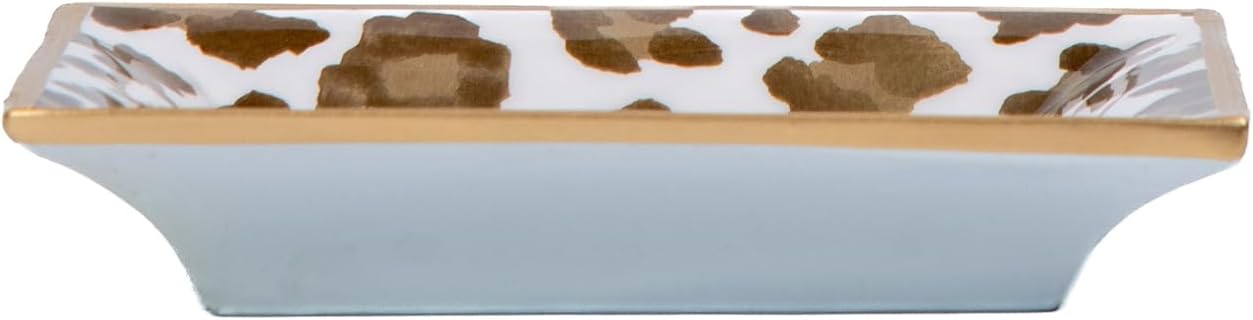Jewelry Tray / Leopard Cream Enameled Rectangle Catch All Tray / Cream Leopard / Rectangular