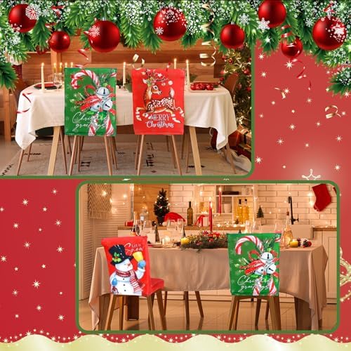 Moukeren 6 Pcs Christmas Chair Covers Dining Chair Slipcovers