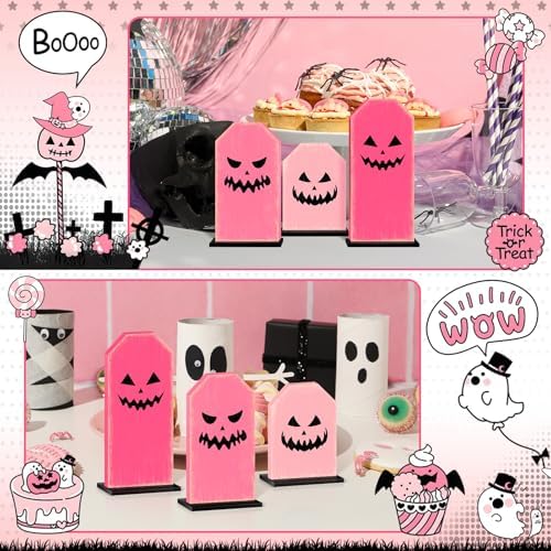 Britimes Halloween Ghost Tray Decor Sign, 3 Pack, Wooden, Table Signs