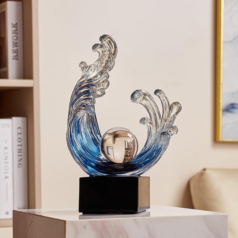 Modern Abstract Decorative Wave Statue / A / Navy-blue