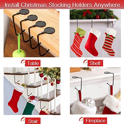 Komotu Christmas Stocking Holders for Mantle, Upgrade Non-Slip Safety Mantel Hooks Hanger Grip Fireplace Hang Hook for Christmas Halloween Party Decoration(Gun Black,6)