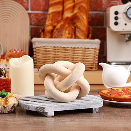Yalikop 3 Link Wood Knot Decor Rustic Table Shelf Accents, Natural