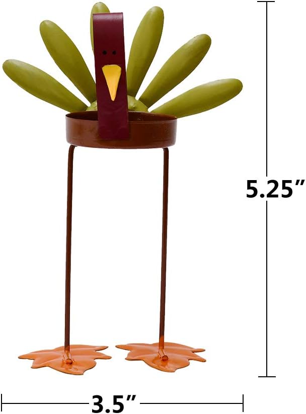 Attraction Design Decorative Candle Holder Thanksgiving Turkey Decorations Set of 3, Metal Turkey Home Decor Accent