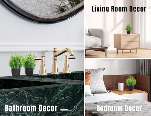 Der Rose 4 Pack Small Fake Plants in Black Pots, Bathroom Office Decor