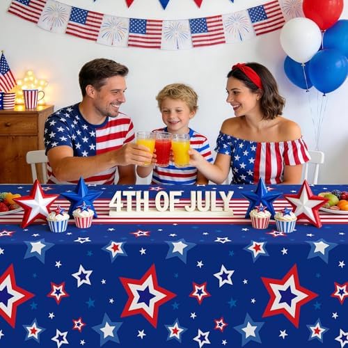3 Pack Patriotic Tablecloths,Red White and Blue Tablecloth,Patriotic Decor