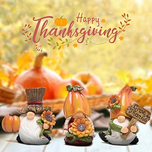 Hodao Thanksgiving Gnomes Decorations, Fall Pumpkin Elf Decor for Home 3pcs