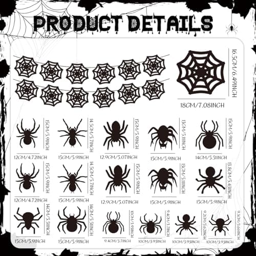 18PCS Halloween Black Spider Web Decorations