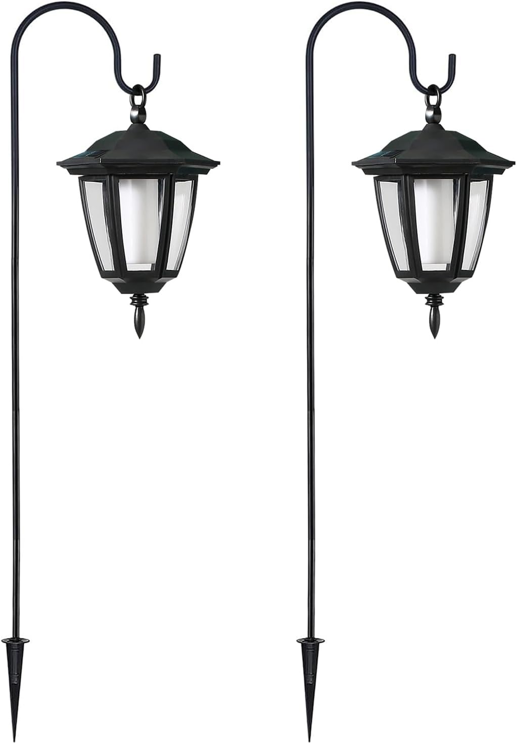 Dynaming 2 Pack Solar Halloween Flame Hanging Lights Outdoor, Flickering Flame LED Garden Lanterns with 2x38 Inch