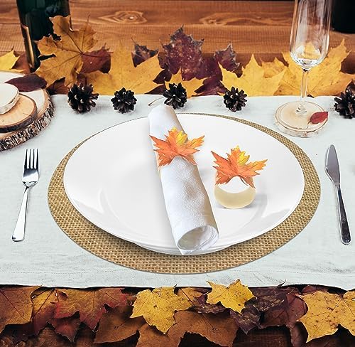 100 Thanksgiving Paper Napkin Rings Disposable Maple Leaf Holders