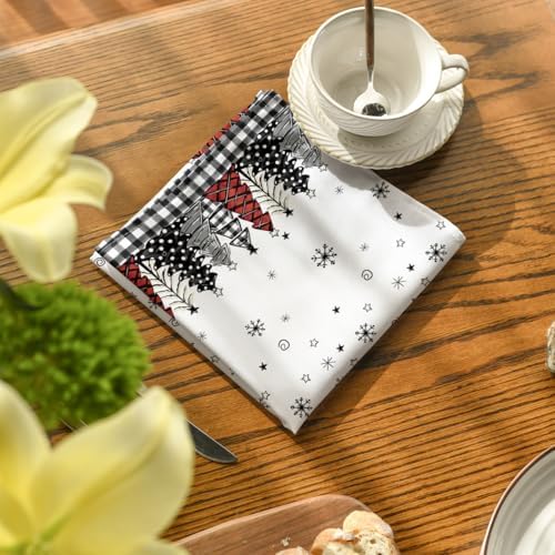 Horaldaily Christmas Trees Buffalo Cloth Napkins, Set of 6