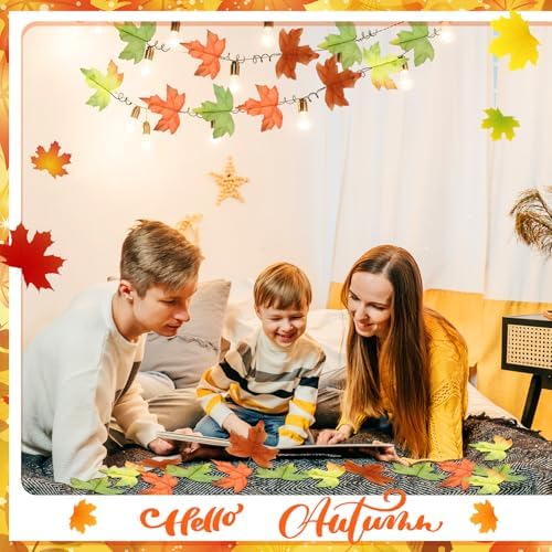Thiccywoov 144 Pcs Fall Maple Leaves Bulk for Decoration Craft Autumn Stem