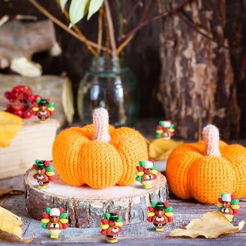 60 Pcs Thanksgiving Mini Turkey Figurines, Miniature Turkey Ornaments