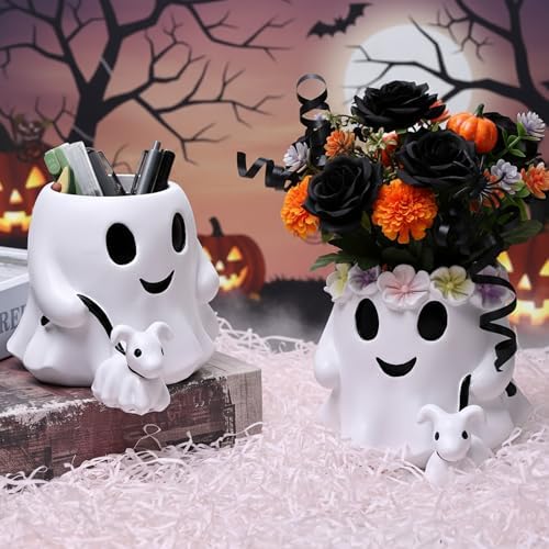 Chunful 2 Pcs Halloween Ghost Vase Ghost Walking Dog Table Decor