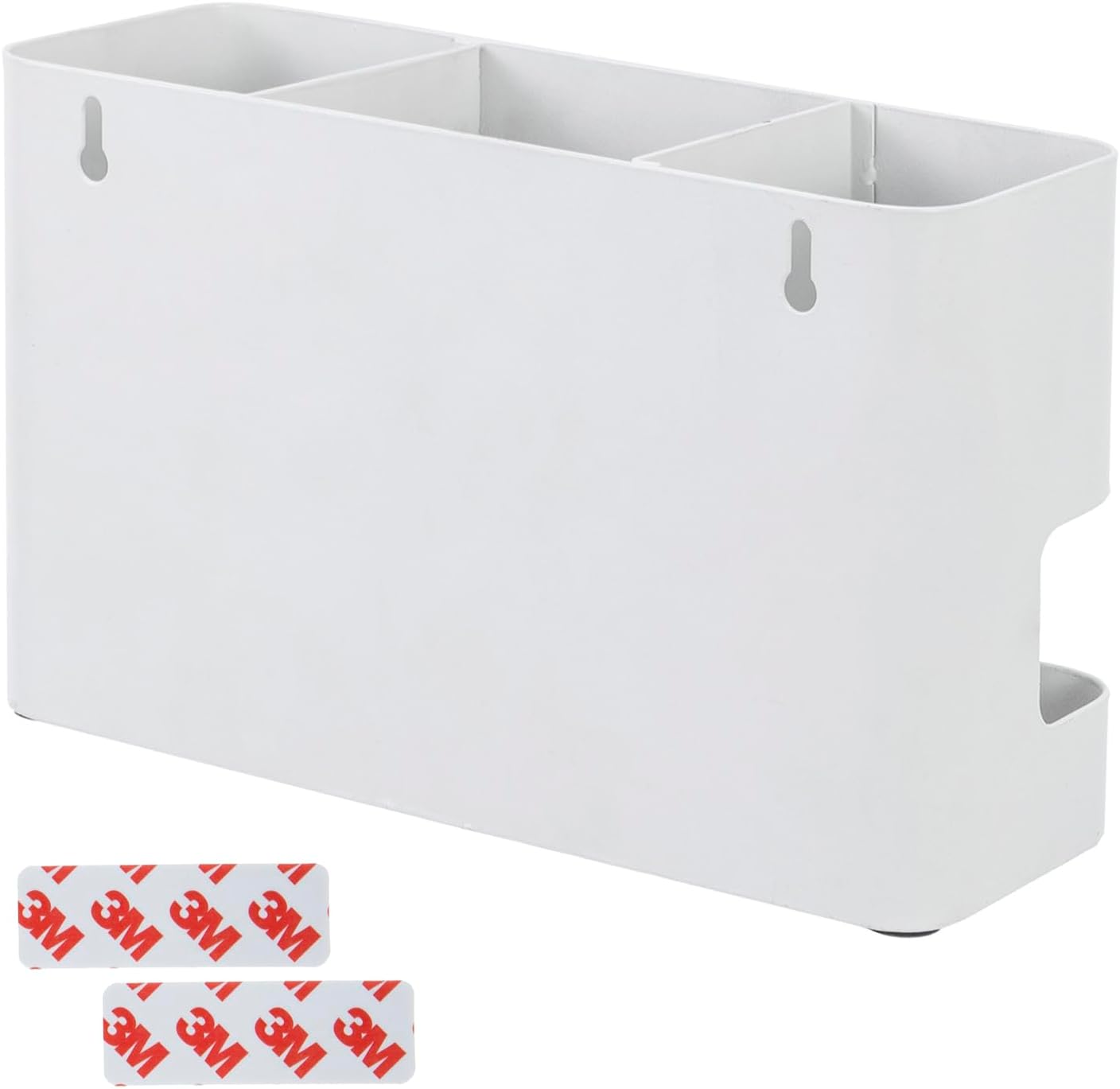 MyGift Wall Mounted Hair Tool Organizer with 3 Slots, White Metal | Bathroom & Salon Storage Rack for Blow Dryer