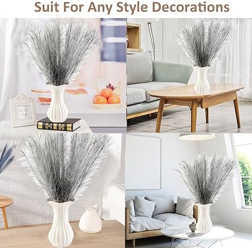 30PCS Silver Faux Pampas Grass 17" for Vase Filler Decor