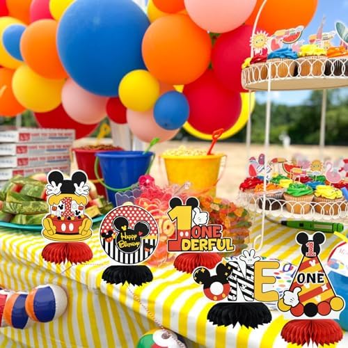 TONIFUL 1st Birthday Black Red Yellow Mouse Themed Table Centerpieces