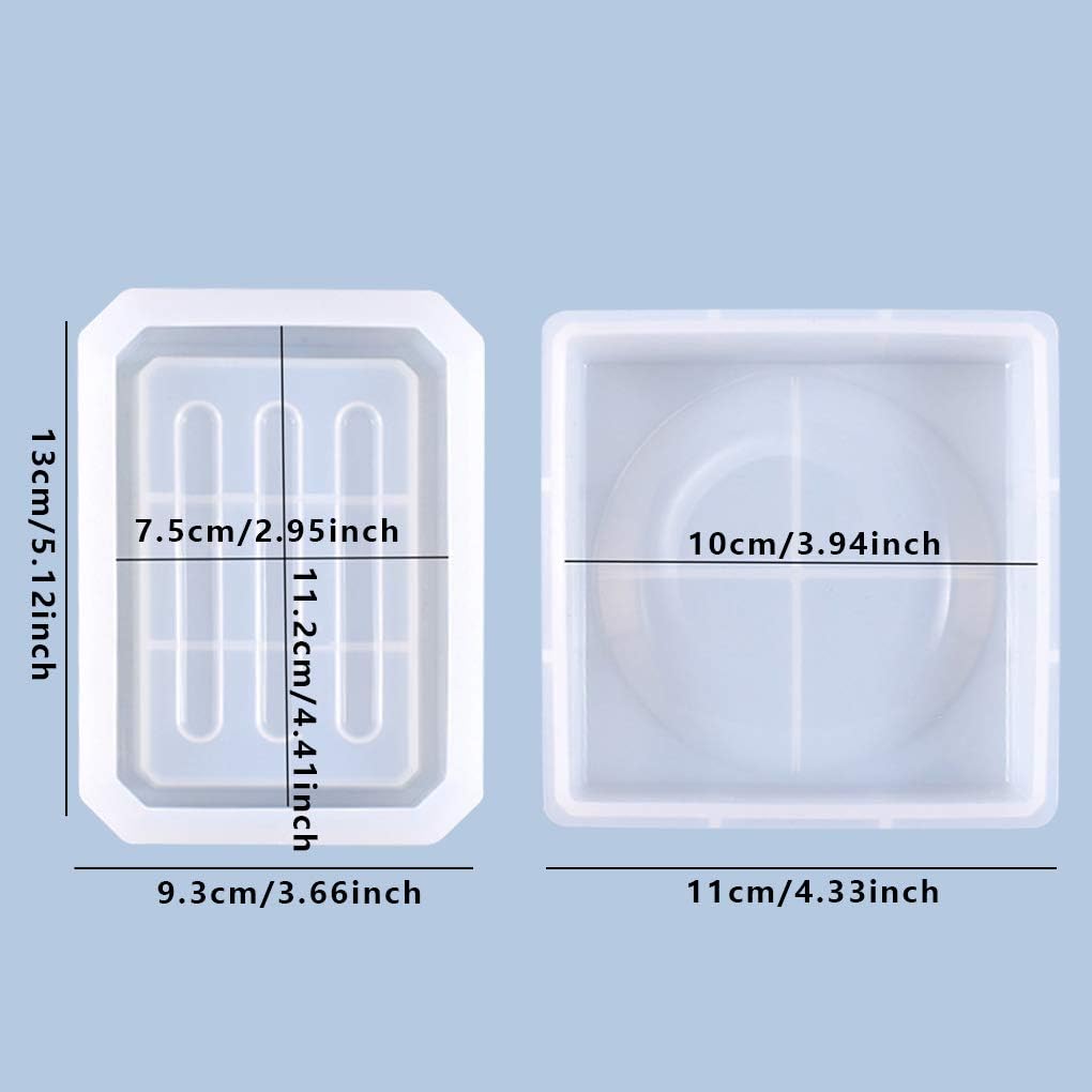 Rectangle Silicone Soap Tray Mold / Soap Dish Molds / Set of 2