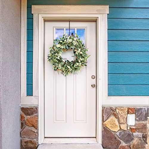 Pinkpum 2 Pack Wreaths for Front Door 20'' Christmas Eucalyptus Wreath, Spring Summer Door Green Wreath for Home Porch