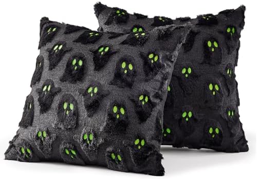 MIULEE Black Halloween Pillow Covers Cute Ghost Decor Set of 2 18x18