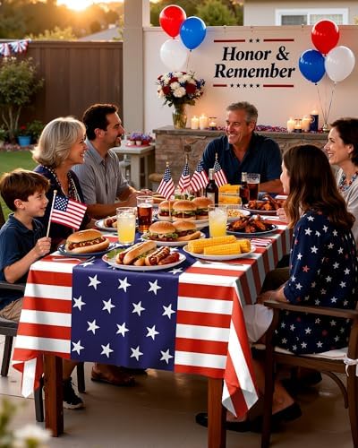 Pureegg 4th of July USA 250th Anniversary Tablecloth