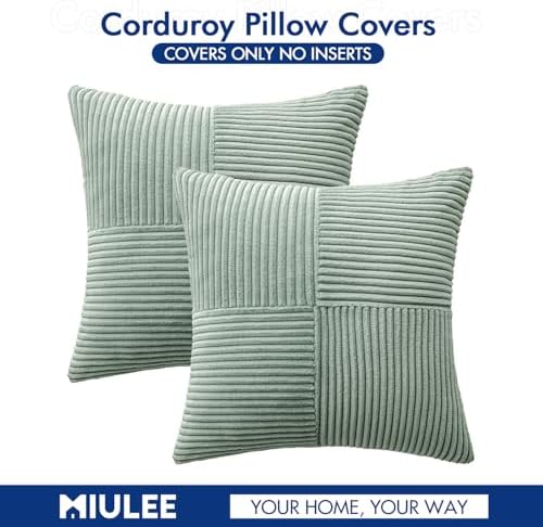 MIULEE Greyish Green Decorative Throw Pillow Covers for Couch 20x20 Inch