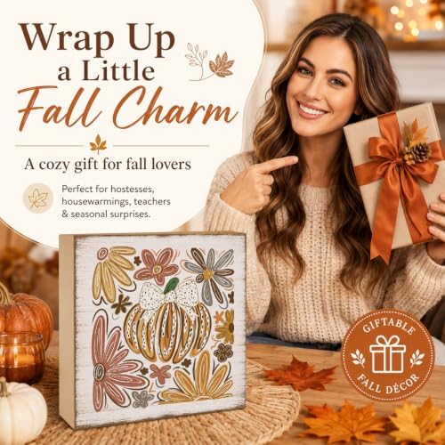 Fall Decorations for Home Bow Pumpkin Wood Sign Fall Wall Shelf Decor