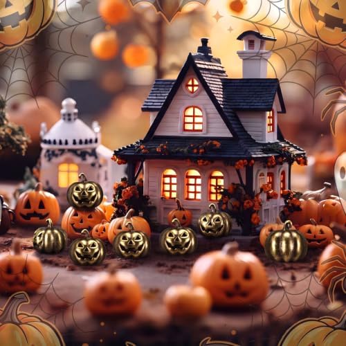 Civaner 50 Pcs Halloween Mini Brass Figurine Miniature, Scary Pumpkin