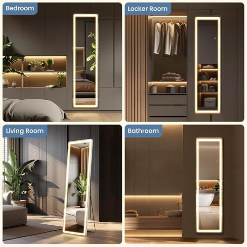 DUMOS LED Mirror Full Length with Stand, 16"x60" Full Body Wall Mirror