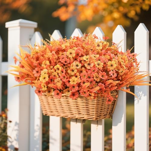 Alupssuc 48 Bundles UV Resistant Artificial Fall Flowers for Outdoors Decor