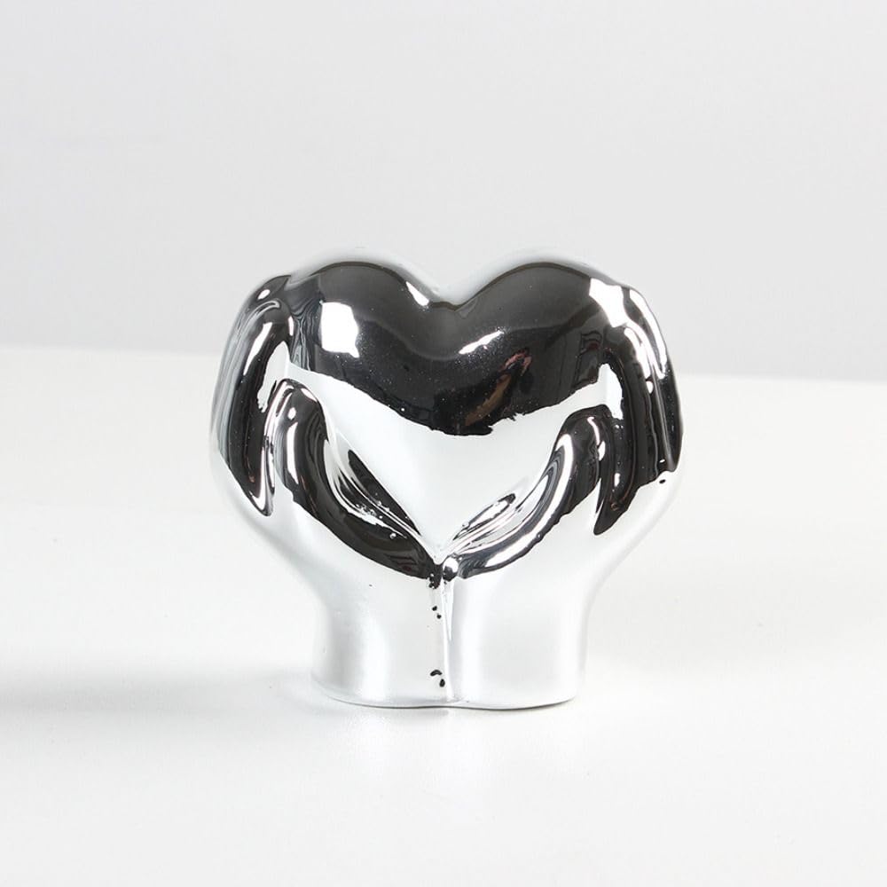 Heart Hands Statue / Silver / Set of 2