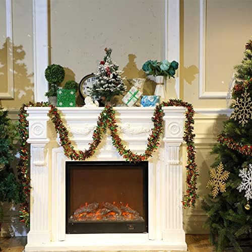 Shappy 90 ft 6 Rolls Christmas Tinsel Garland for Tree, Red, Gold, Green