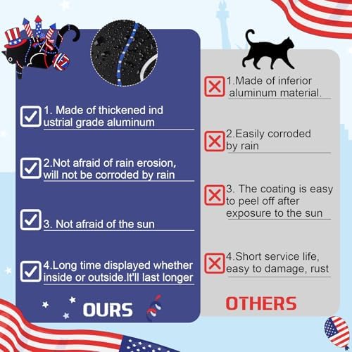 Bucherry 3 Pcs 4th of July Black Cat Door Topper Decor