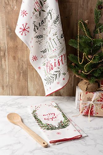 DII Christmas Kitchen Towel Set, Floral Tea Towels for Baking, Cleaning, Entertainment & Cooking, 18x28, Noel, 2 Piece