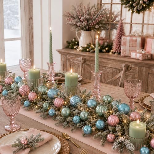 Lunmon 64 Pcs Pastel Christmas Ball Ornament 1.57/1.97/2.36 Inch Xmas Bulbs