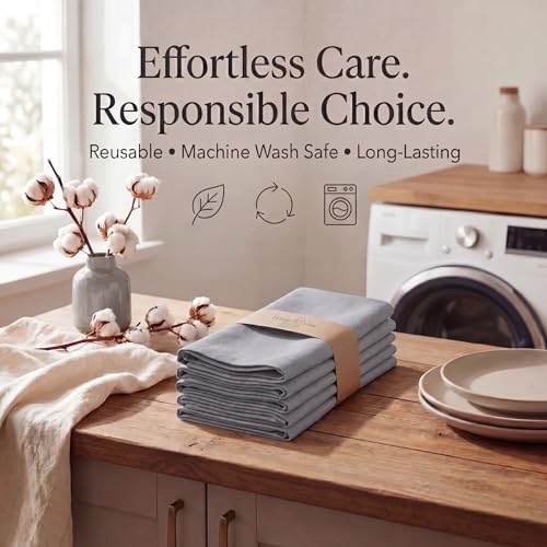 Urban Villa Cloth Napkins Cotton 20x20 (Set of 12) Gray