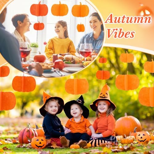 Irenare 24 Pcs Fall Pumpkin Hanging Decorations Felt Pumpkin Autumn Decor Two-Tone Decorative Hanging Ornament for Craft Home Office Autumn Thanksgiving Harvest Halloween Farmhouse Decor