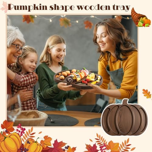 Sliner Pumpkin Charcuterie Board Wooden Fall Serving Platter Tray Dishes