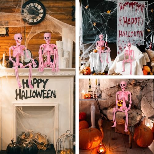Geelin 6 Pack Halloween Pink Skeleton 16" Posable Hanging Decorations