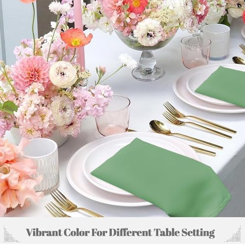 PLOYMONO Sage Green Cloth Napkins - 8 Pack 17" x17 Polyester Dinner Napkins