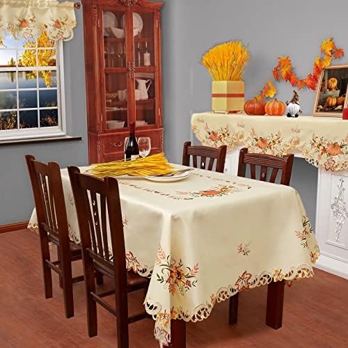 Simhomsen Embroidered Pumpkins Mantel Shelf Top Scarf Runner for Thanksgiving (86 × 17 inches)