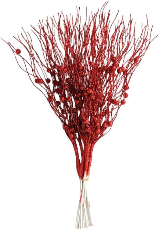 24 Pcs Christmas Tree Picks Decor,17” Artificial Glitter Curly Berry Stems