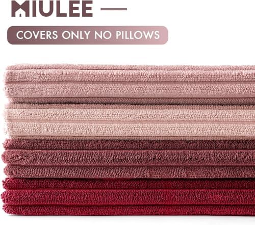 MIULEE Soft Corduroy Decorative Throw Pillow Covers Pink Series 20x20